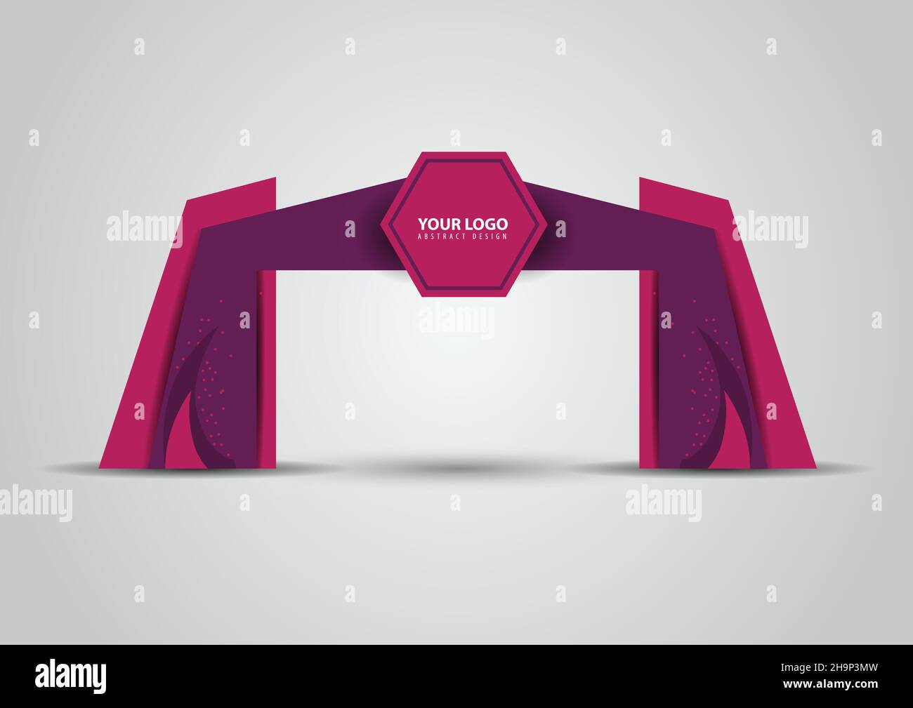 Stand espositivi cancello ingresso vettore con per esposizione mock-up evento, design arco Illustrazione Vettoriale