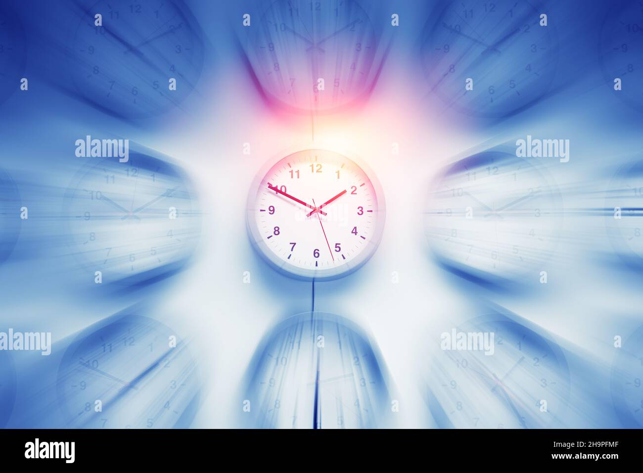 Velocità clock di tempi di lavoro aziendali ore concetto in movimento Foto Stock