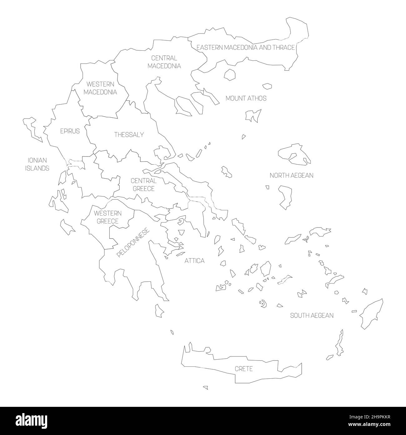 Grecia - carta delle amministrazioni decentrate Illustrazione Vettoriale