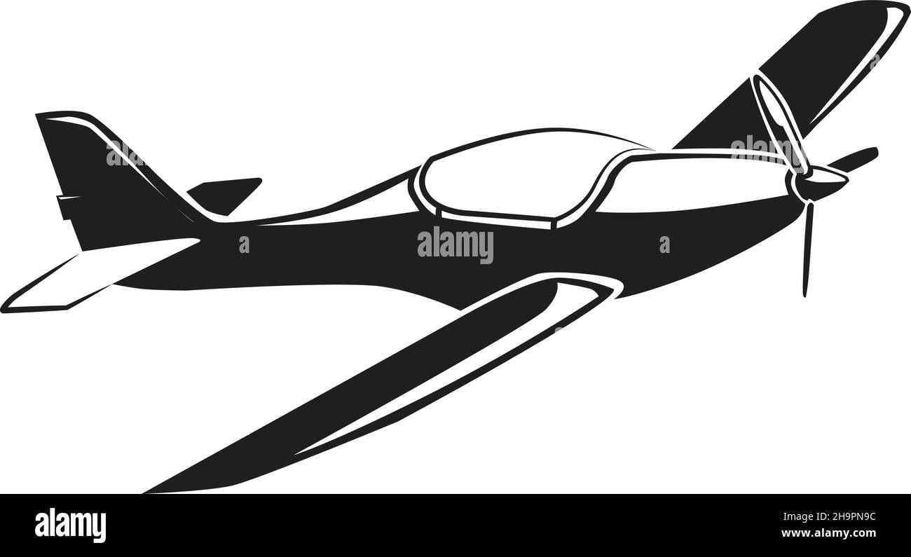 Icona aereo volante. Semplice aereo leggero con elica Illustrazione Vettoriale