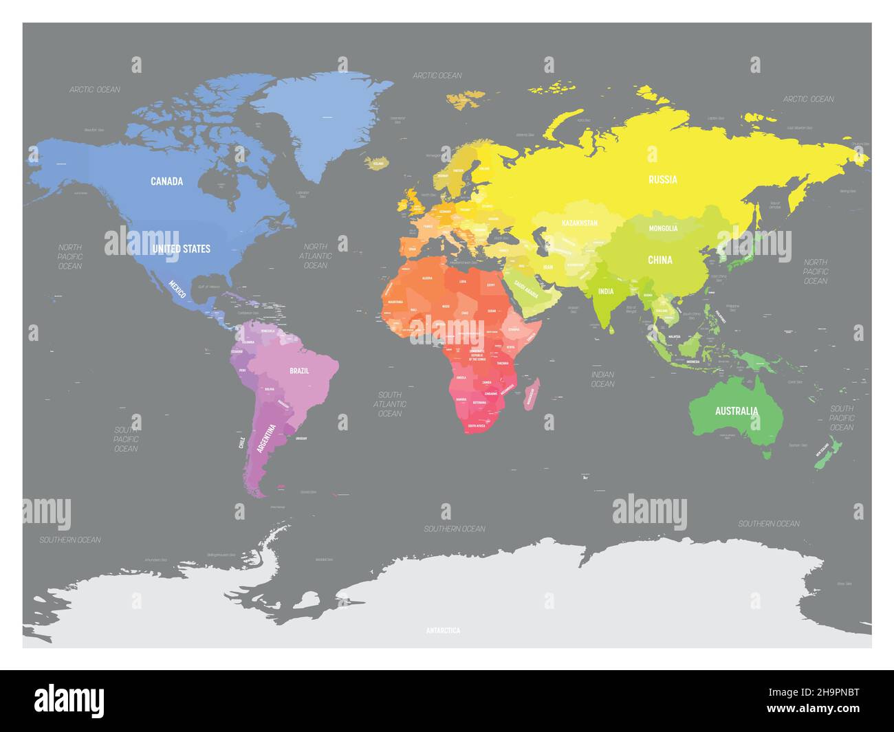 Mappa politica colorata del mondo Illustrazione Vettoriale