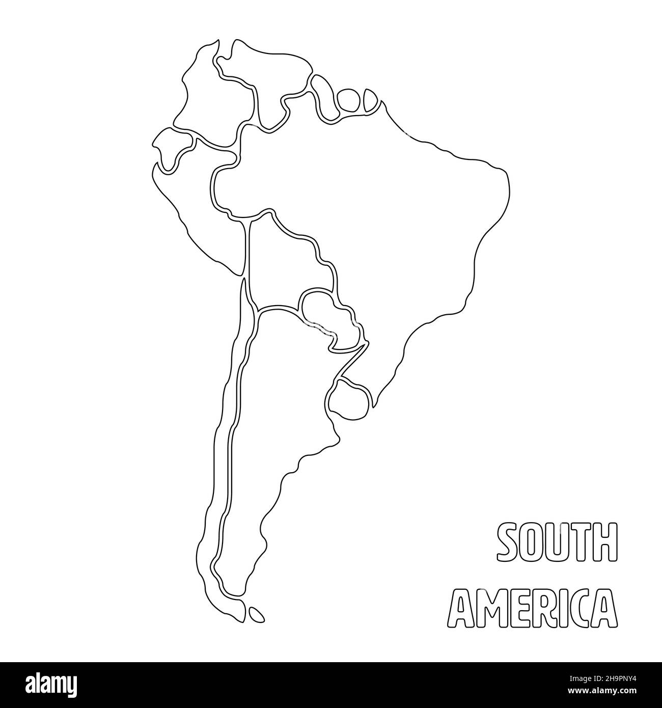 Mappa fluida del continente sudamericano Illustrazione Vettoriale