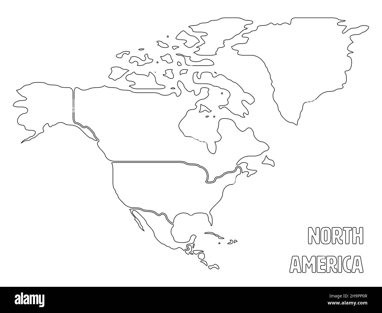 Mappa fluida del continente nordamericano Illustrazione Vettoriale