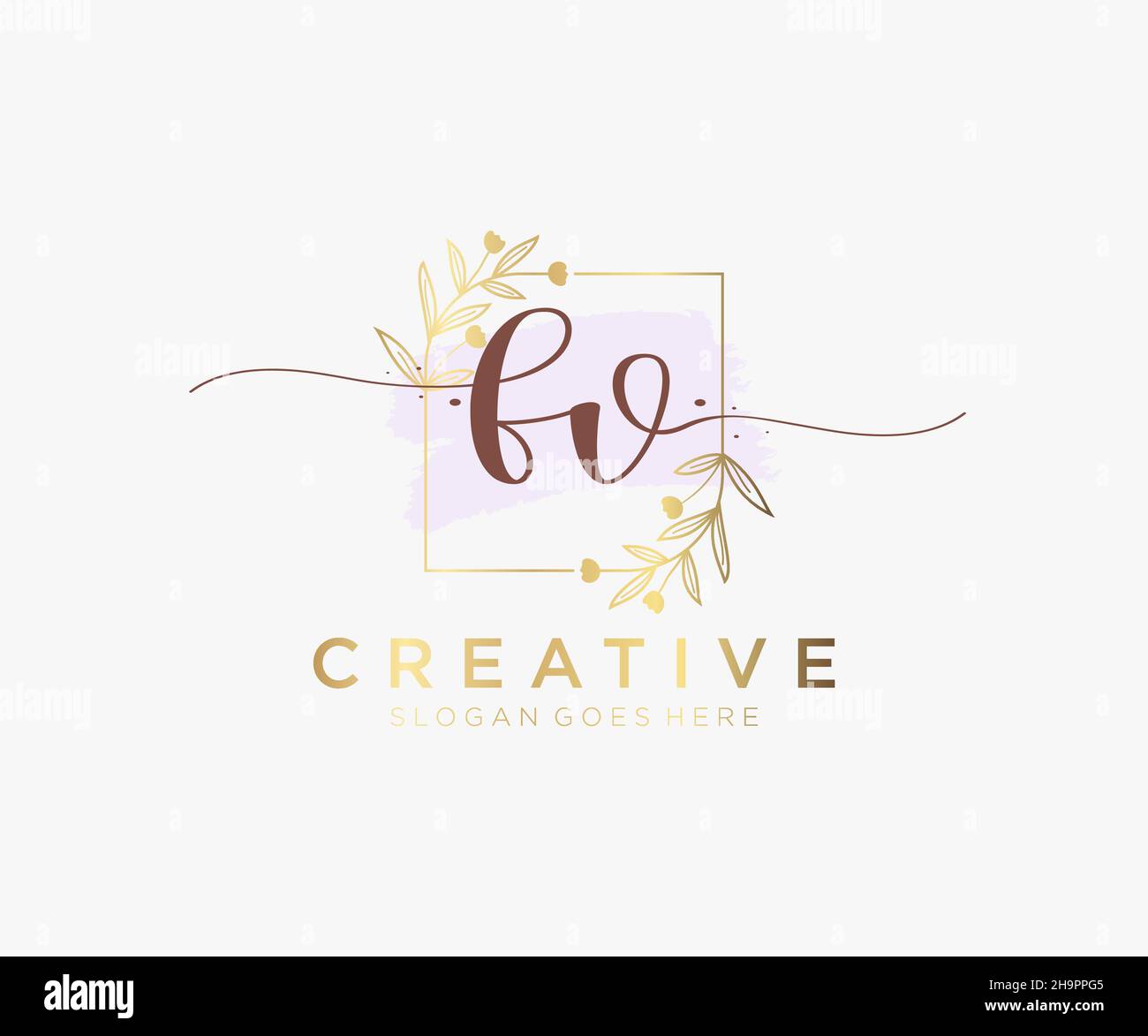 Logo FV femminile. Utilizzabile per la natura, salone, centro benessere, cosmetici e loghi di bellezza. Elemento modello di disegno con logo a vettore piatto. Illustrazione Vettoriale