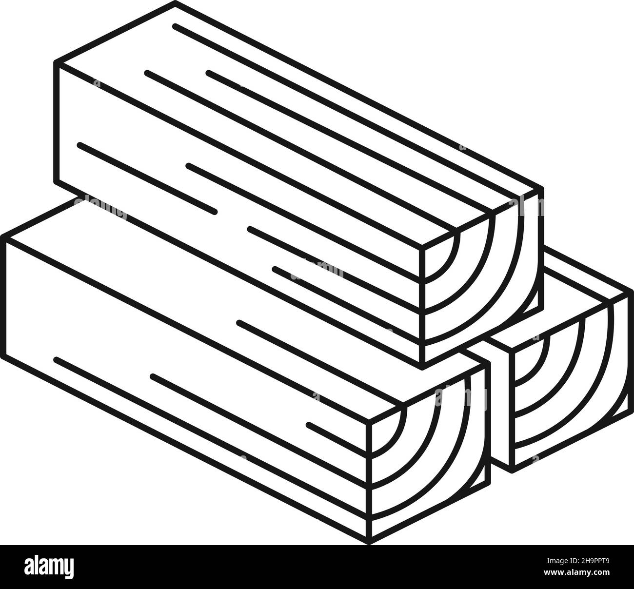 Icona blocchi di legno quadrati. Pila di balle di legno Illustrazione Vettoriale