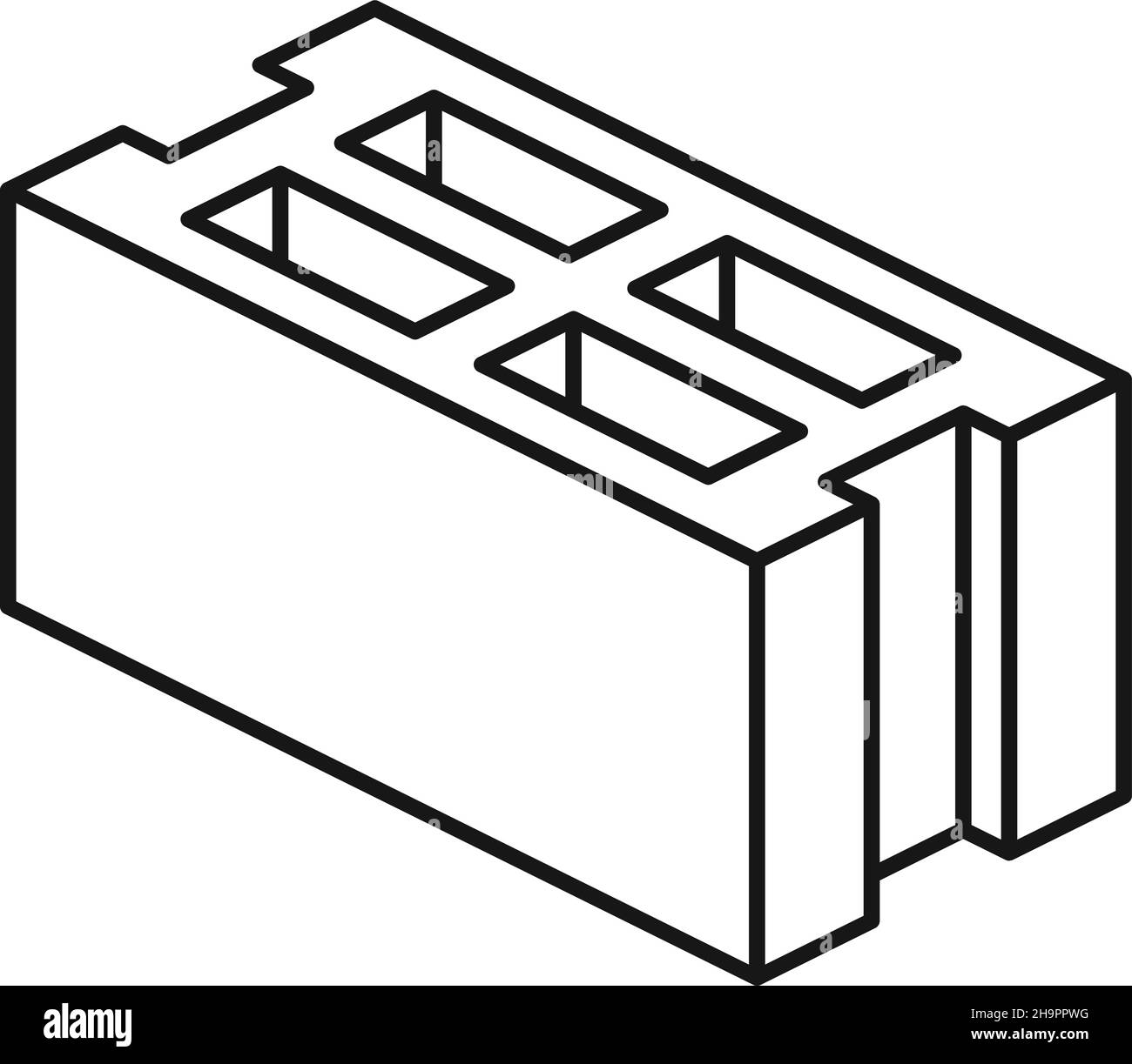 Icona del blocco di costruzione. Calcestruzzo o mattone cavo di creta Illustrazione Vettoriale