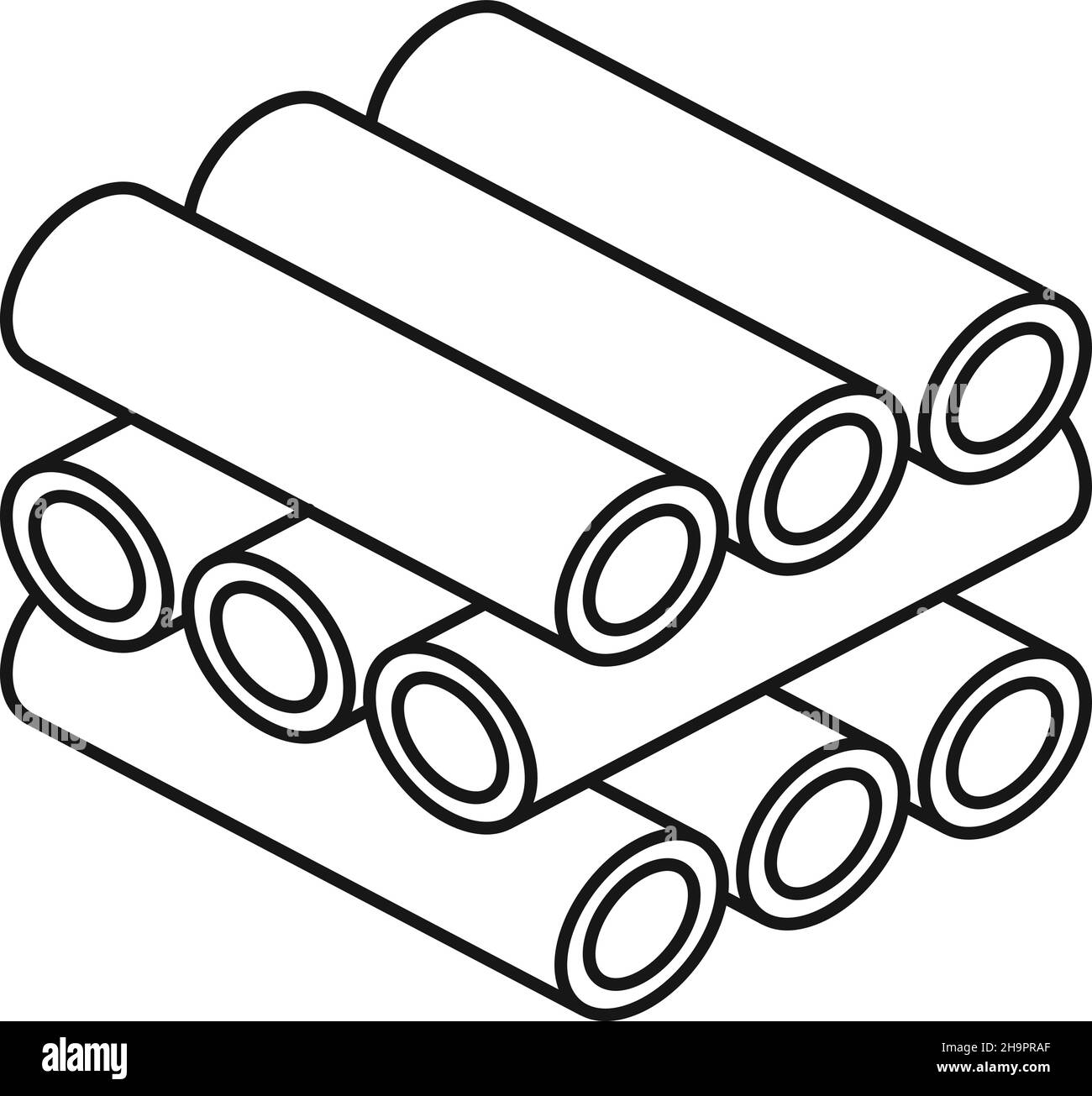 Icona tubi in calcestruzzo. Catasta di tubazioni in cemento o metallo Illustrazione Vettoriale