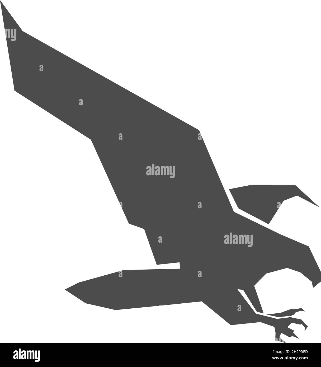 Eagle atterraggio in preda. Silhouette grigia per uccelli. Icona Hawk Illustrazione Vettoriale