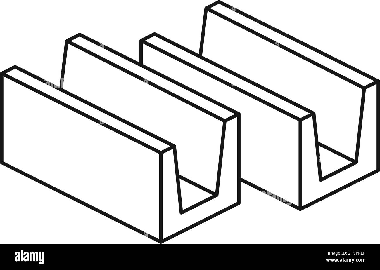 Icona del profilo in metallo. Trave in acciaio. Materiale da costruzione Illustrazione Vettoriale