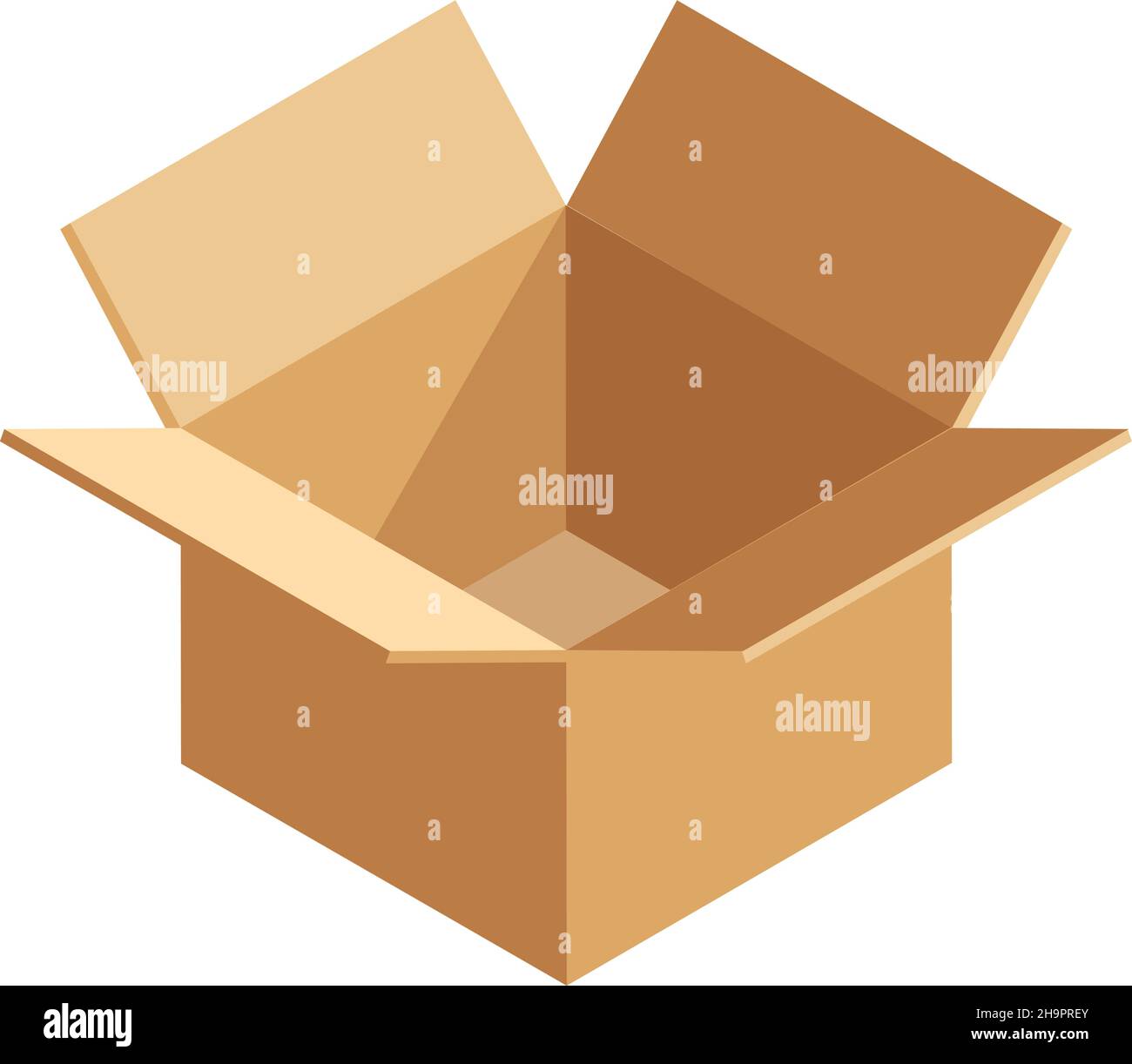 Aprire la scatola di consegna. Confezione di cartone vuota. Icona della cassa isometrica Illustrazione Vettoriale