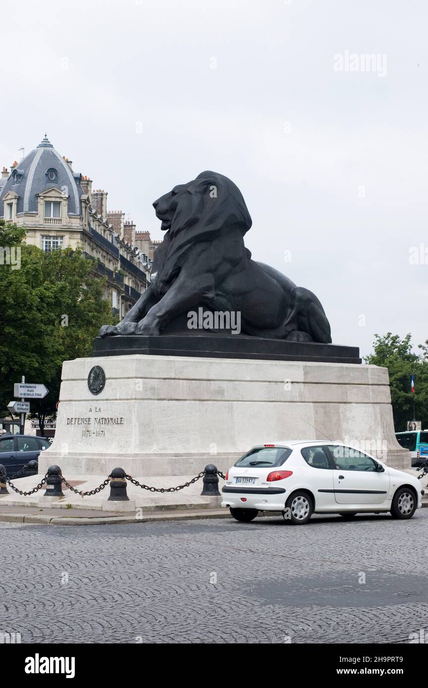 Lion de Belfort a Parigi Francia Foto Stock