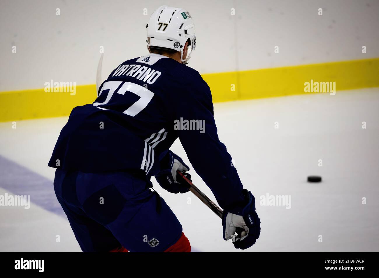 Il team Florida Panthers durante la sessione di prove al mattino presso la Florida Panthers IceDen per la stagione NHL 2021-2022 Foto Stock