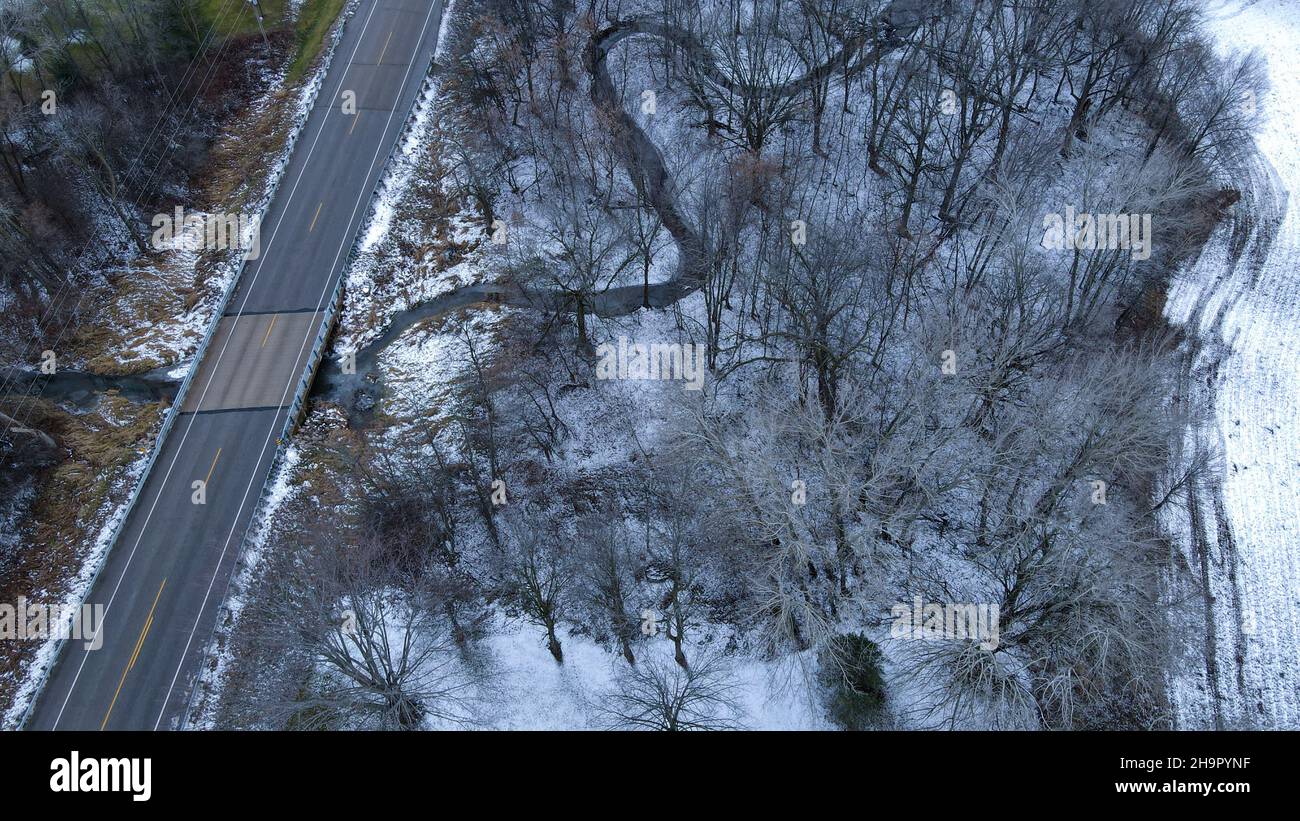 La neve fresca è sbarcata in tutto il wisconsin rurale Foto Stock