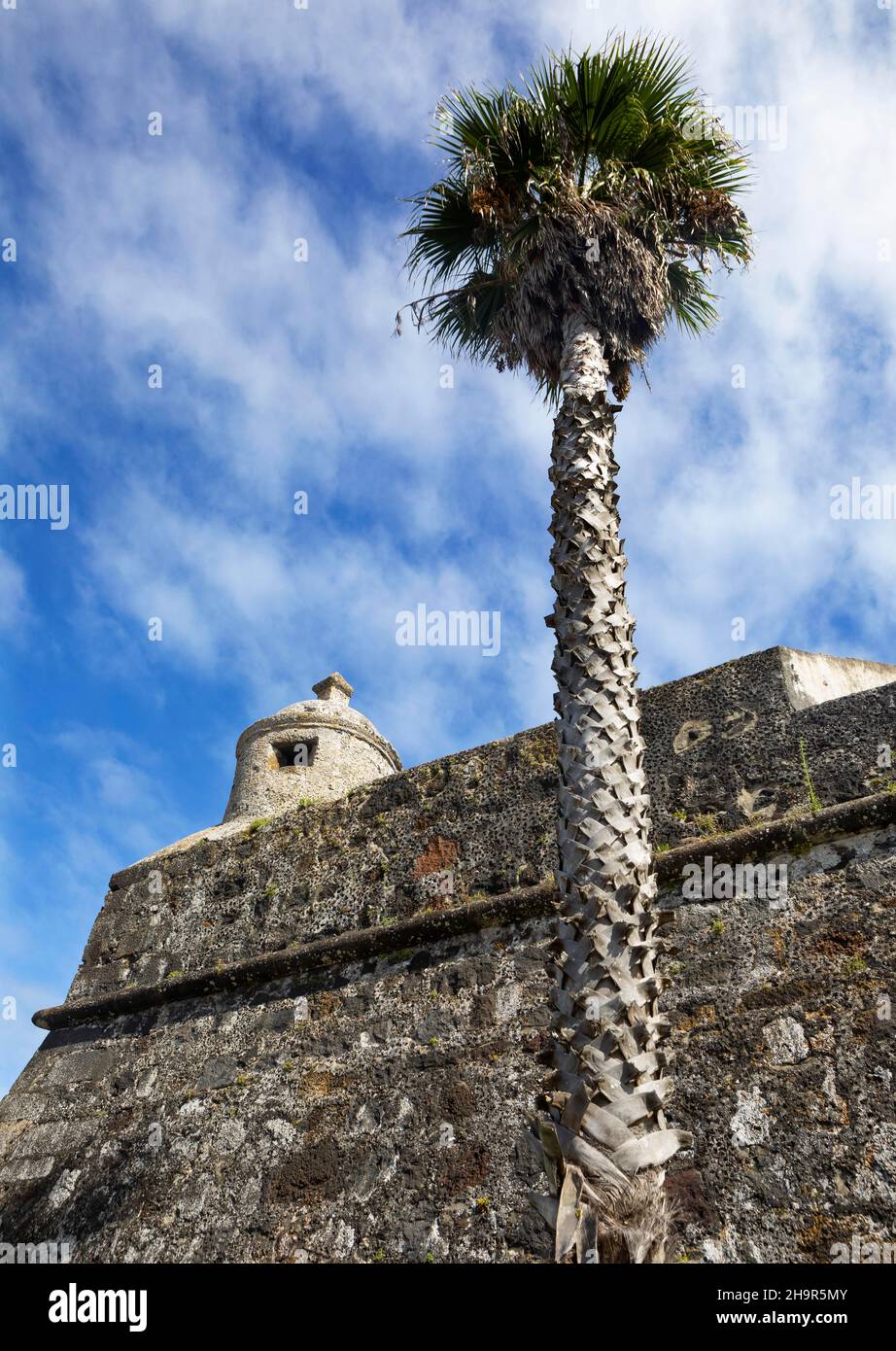 Fortezza di Sao Bras con Museo militare delle Azzorre, Ponta Delgada, Isola di Sao Miguel, Azzorre, Portogallo Foto Stock
