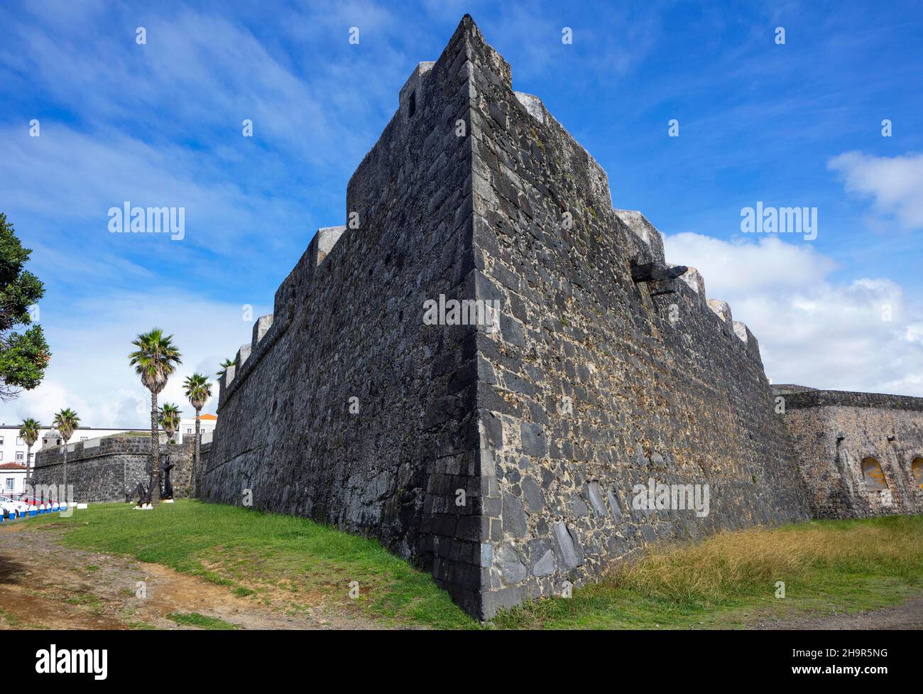 Fortezza di Sao Bras con Museo militare delle Azzorre, Ponta Delgada, Isola di Sao Miguel, Azzorre, Portogallo Foto Stock