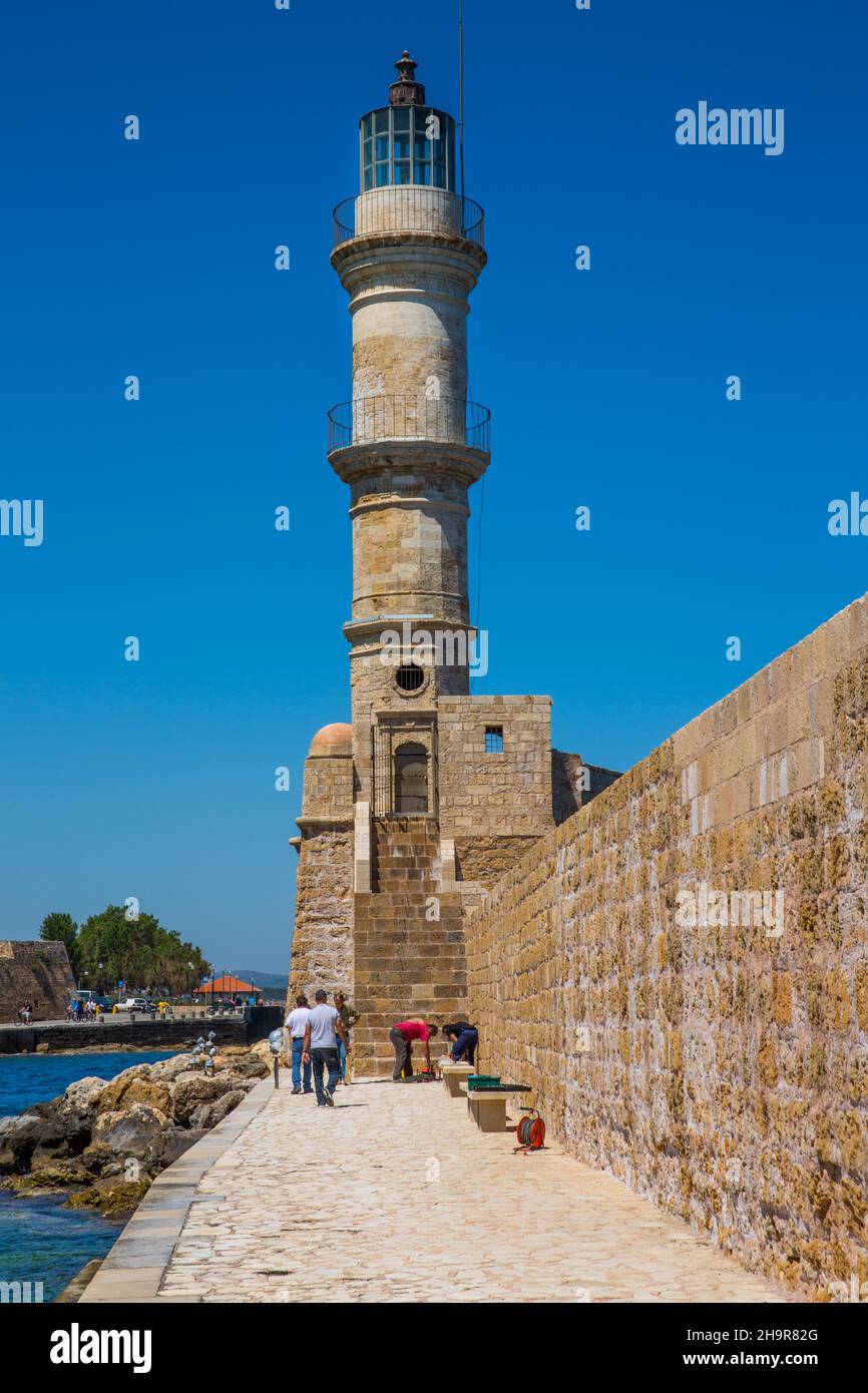 Faro veneziano, Porto di la Canea, Creta, la Canea, Creta, Grecia Foto Stock