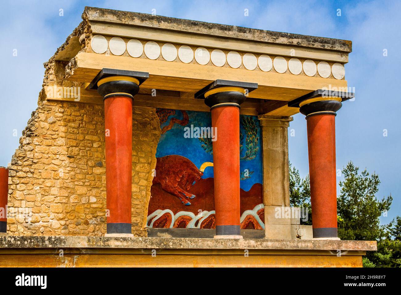 Palazzo Minoico di Cnosso di re Minos, costruito tra il 2100 e il 1800 AC, Creta, Cnosso, Creta, Grecia Foto Stock