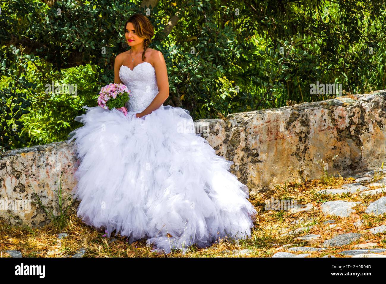 Motivo popolare per le foto di nozze, ponte veneziano, edificio ottomano architettura, Creta, Creta, Grecia Foto Stock