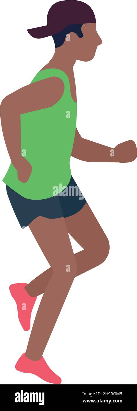 Uomo che corre. Ragazzo da jogging in berretto sportivo per la maratona Illustrazione Vettoriale