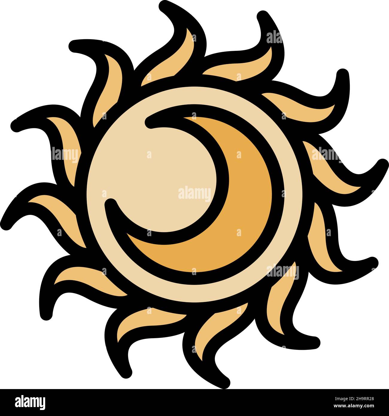 Icona sole e luna. Segno sole e luna. Immagine vettoriale piatta