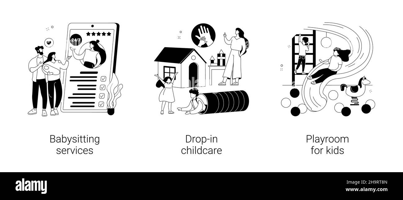 Illustrazioni vettoriali astratte sui servizi di assistenza all'infanzia. Illustrazione Vettoriale