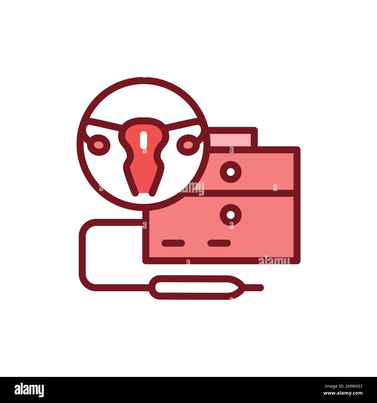 Icona del colore della linea patologica cervicale del trattamento laser. Pittogramma per pagina web, app mobile, promo. Illustrazione Vettoriale