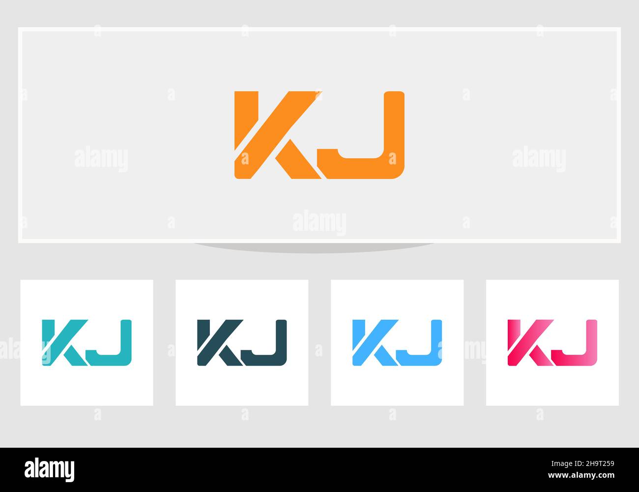 Modello di progettazione del logo KJ della lettera iniziale. Logo KJ Illustrazione Vettoriale