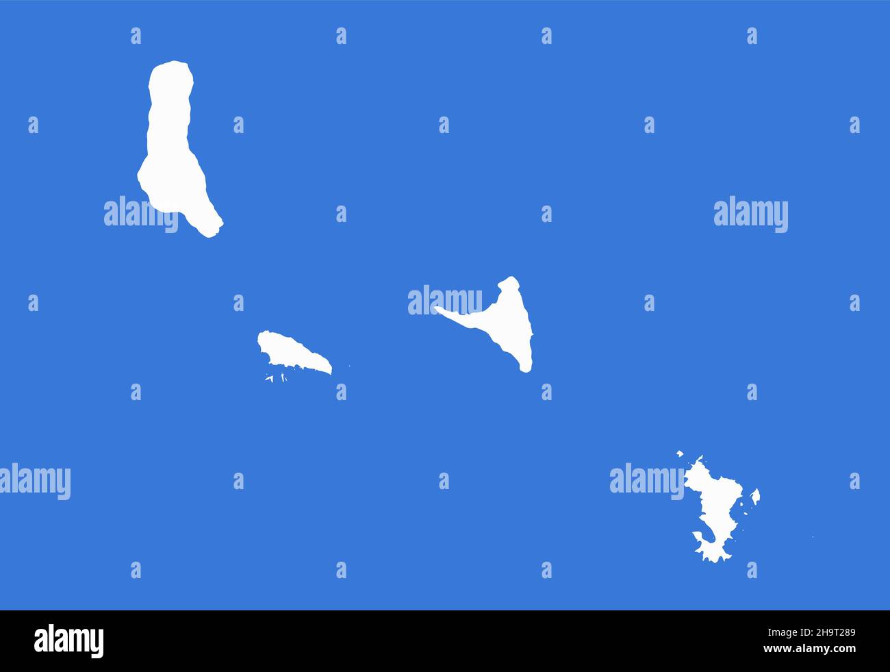Mappa Isole Comoro, sfondo blu, vuoto Foto Stock