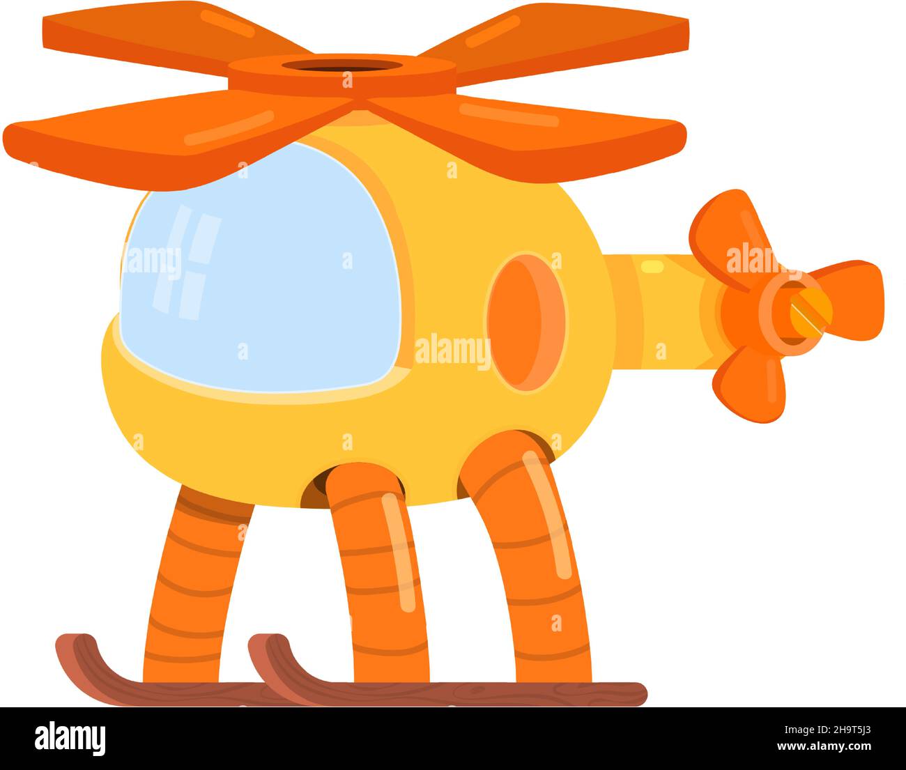 Elicottero giocattolo giallo. Veicolo per trasporto aereo Cartoon Illustrazione Vettoriale