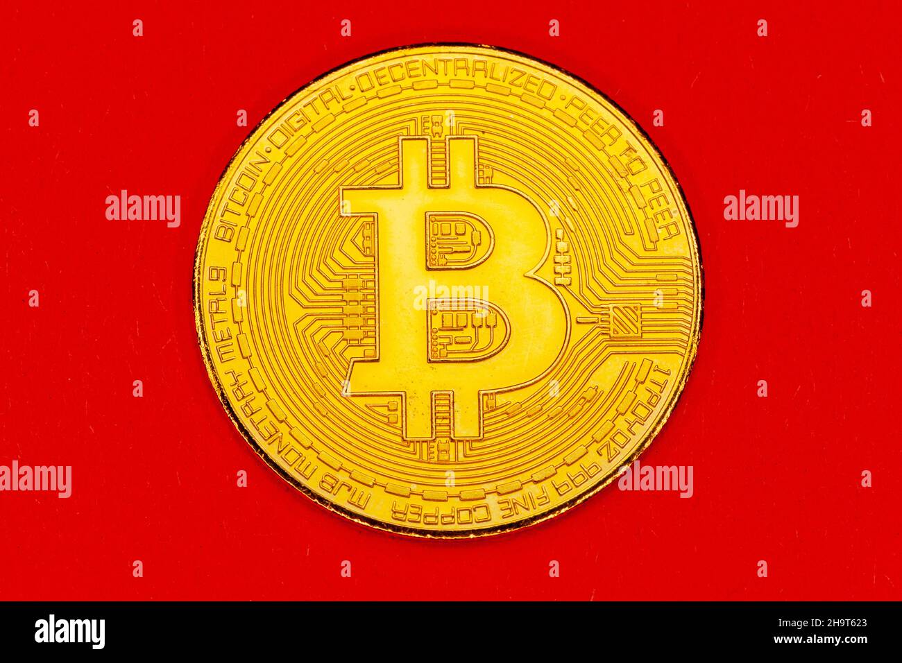 Moneta Bitcoin criptocurrencey. Foto Stock