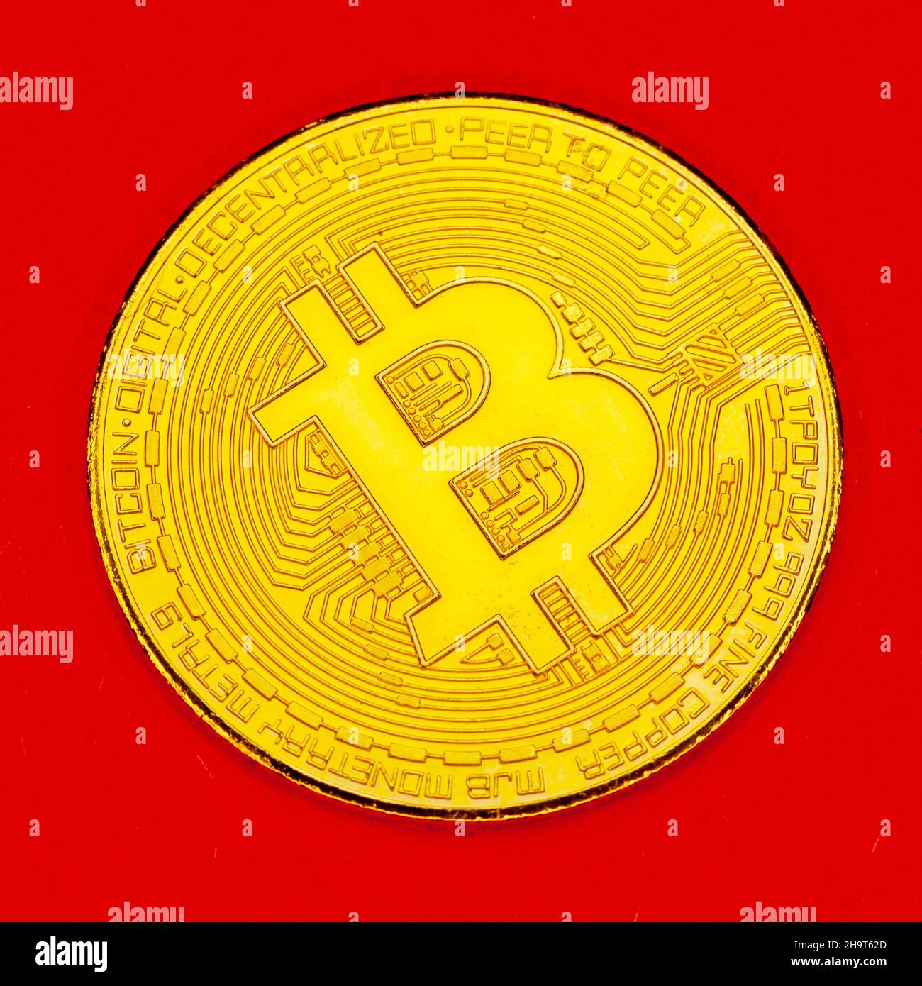 Moneta Bitcoin criptocurrencey. Foto Stock