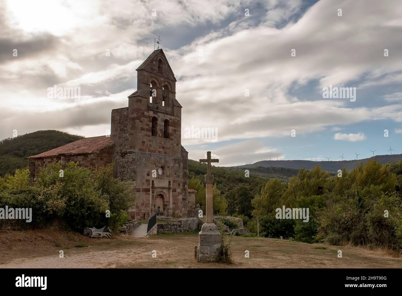 Chiesa romanica di San Juan Bautista a Villanueva de la Nia Foto Stock