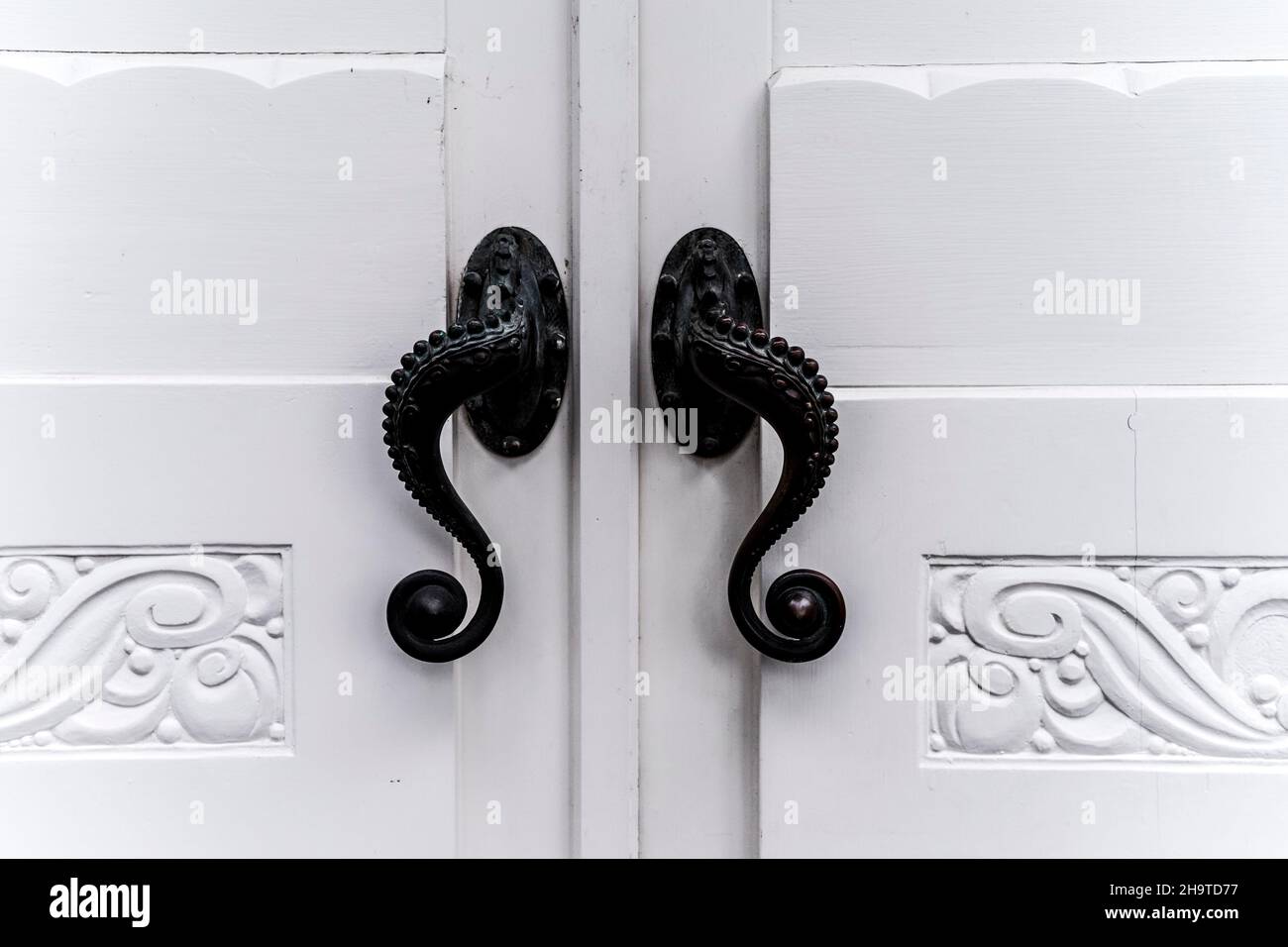 Pomello in ottone per porta a Gand/Belgio Foto Stock