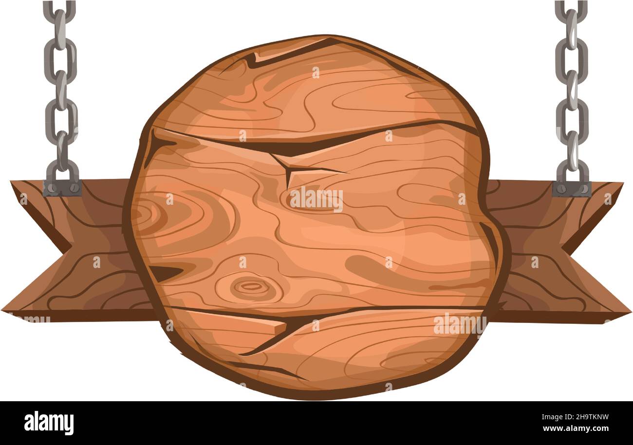 Tavola rotonda. Pannello di benvenuto in legno, isolato vettore su sfondo bianco Illustrazione Vettoriale