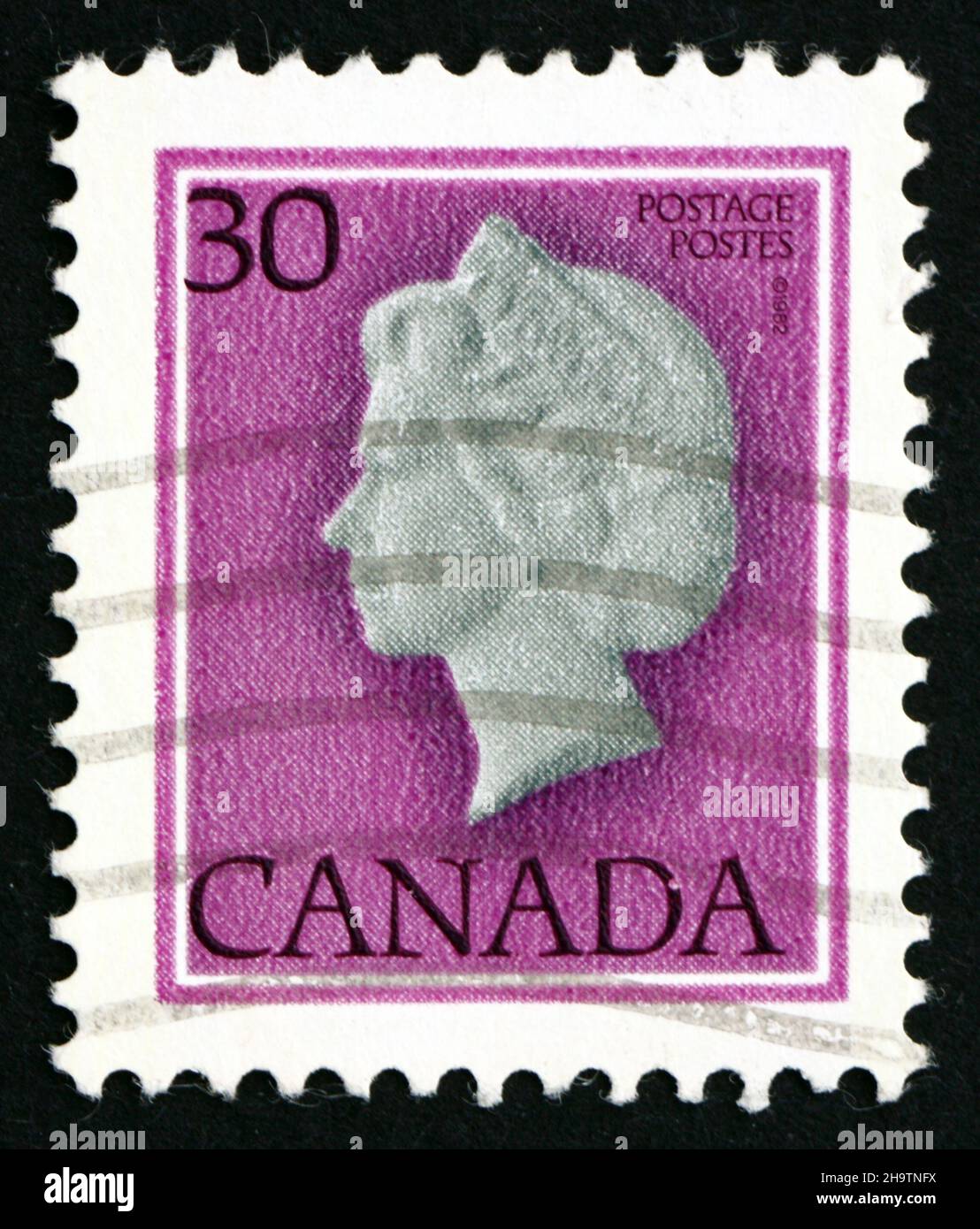 CANADA - CIRCA 1982: Un francobollo stampato in Canada mostra la Regina Elisabetta II, Regina d'Inghilterra, circa 1982 Foto Stock