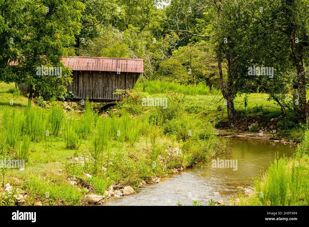 Covered Bridge, Cooley Woods Road, Cleveland, Georgia Foto Stock