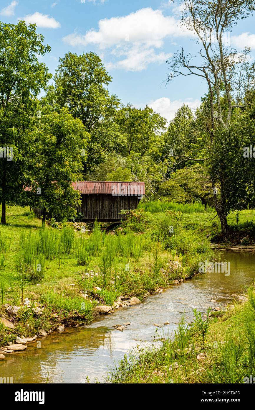 Covered Bridge, Cooley Woods Road, Cleveland, Georgia Foto Stock