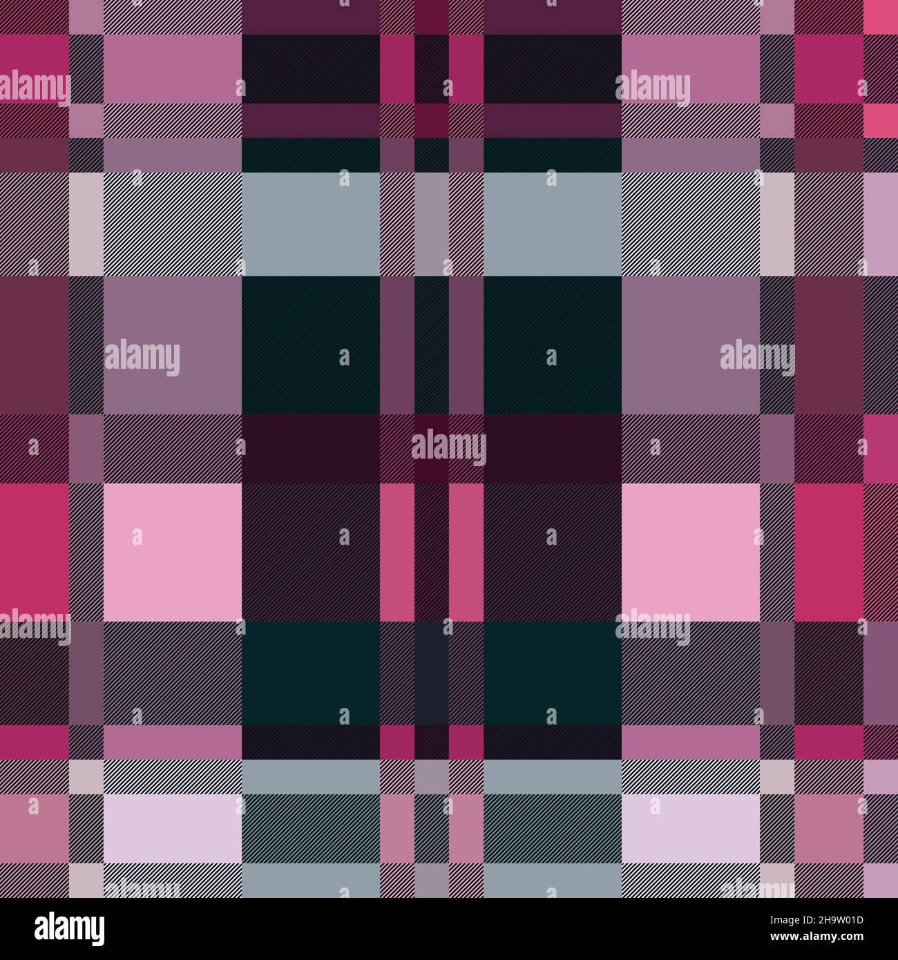 Tartan a contrasto multicolore motivo scozzese senza cuciture nei colori magenta, verde e rosa, texture per tartan, plaid, tovaglie, vestiti, biancheria da letto, blanke Illustrazione Vettoriale