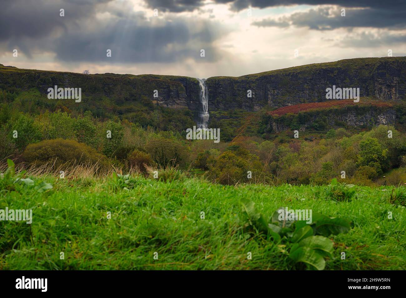 Cascata Devil's Chimney, la cascata più alta d'Irlanda, Co. Sligo Foto Stock