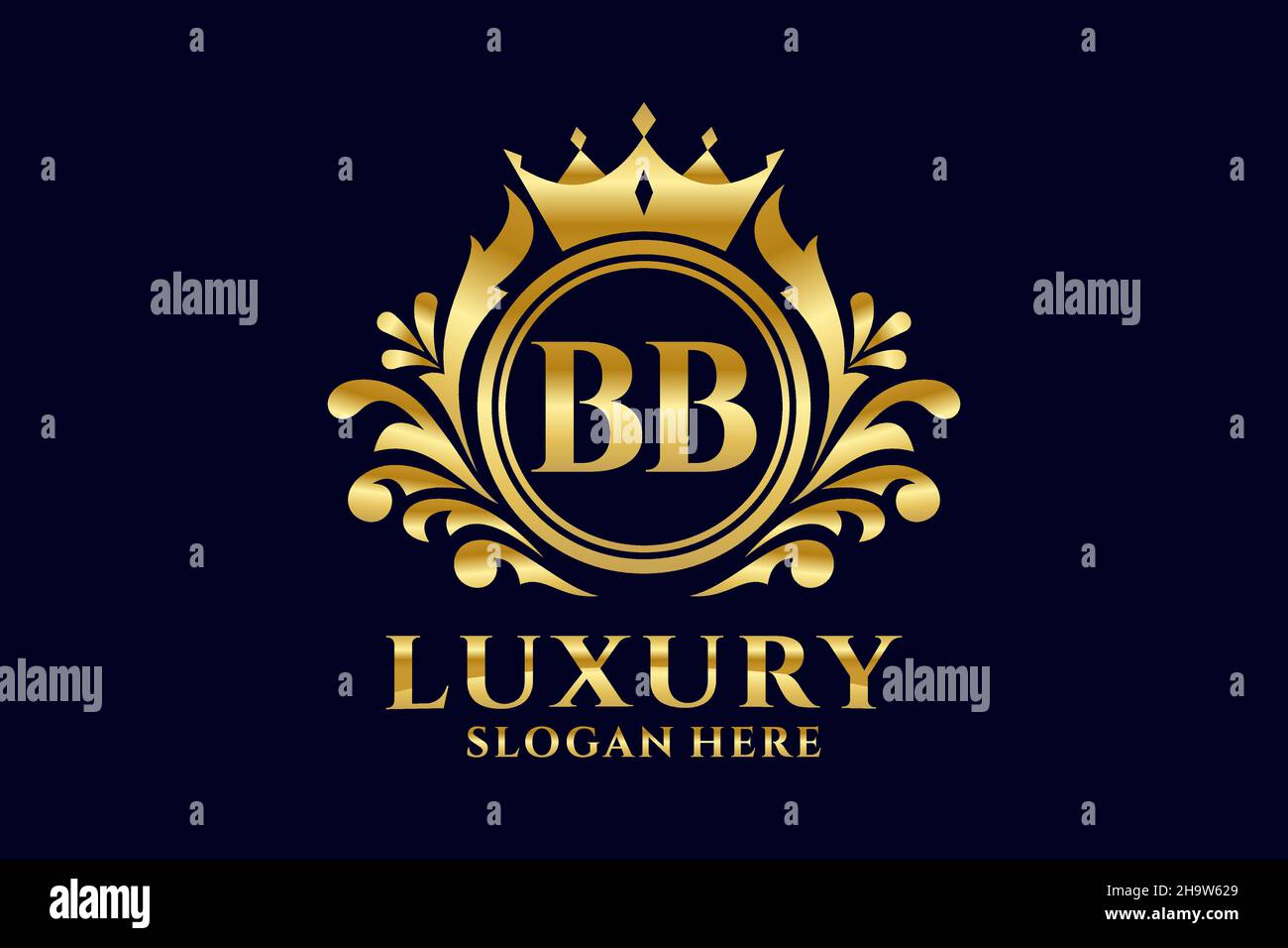 Modello di logo BB Letter Royal Luxury in grafica vettoriale per progetti di branding di lusso e altre illustrazioni vettoriali. Illustrazione Vettoriale
