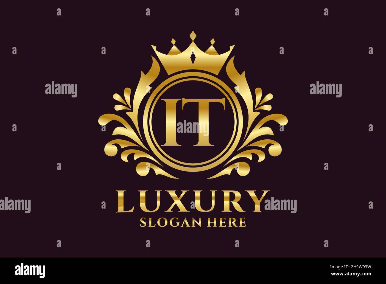 IT Letter Royal Luxury Logo template in Vector art per progetti di branding di lusso e altre illustrazioni vettoriali. Illustrazione Vettoriale