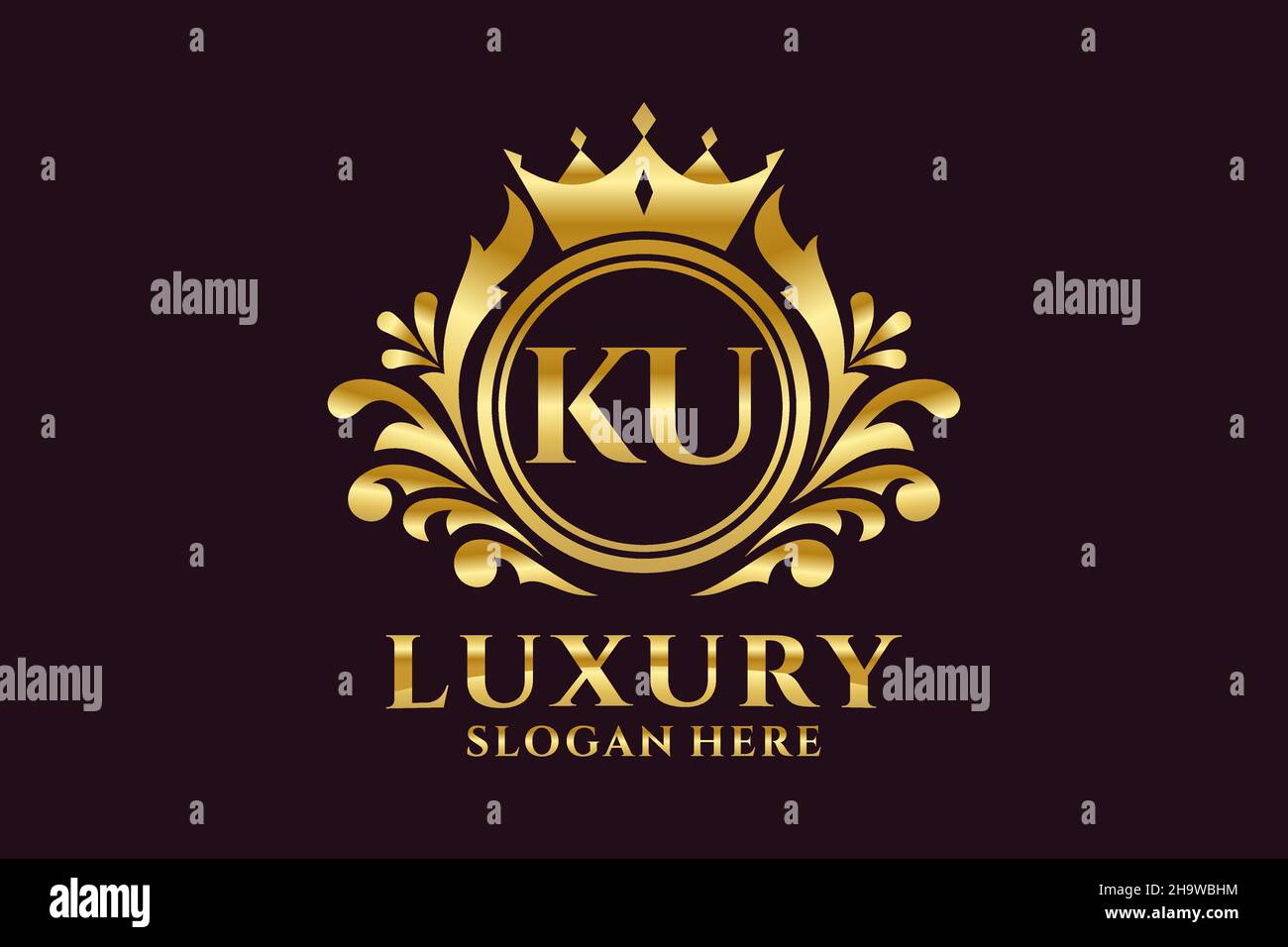 Modello KU Letter Royal Luxury Logo in Vector art per progetti di branding di lusso e altre illustrazioni vettoriali. Illustrazione Vettoriale