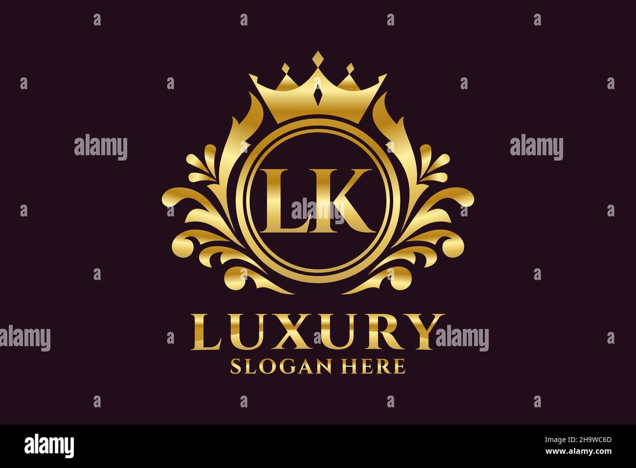 LK Letter Royal Luxury Logo template in Vector art per progetti di branding di lusso e altre illustrazioni vettoriali. Illustrazione Vettoriale