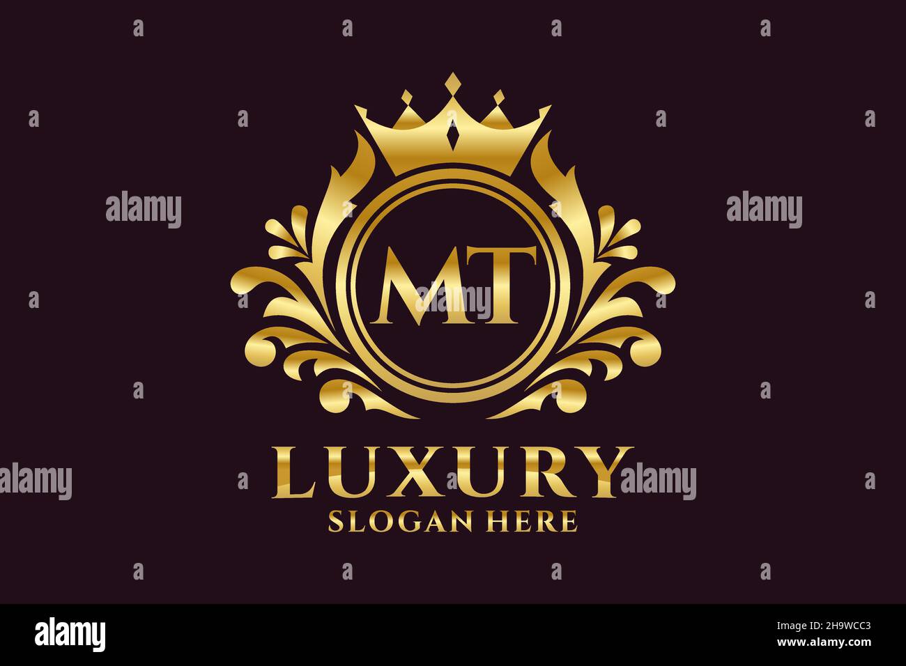 MODELLO DI logo MT Letter Royal Luxury in grafica vettoriale per progetti di branding di lusso e altre illustrazioni vettoriali. Illustrazione Vettoriale