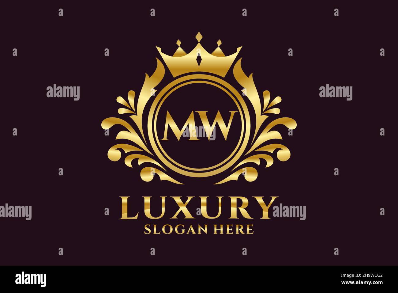 Modello di logo MW Letter Royal Luxury in grafica vettoriale per progetti di branding di lusso e altre illustrazioni vettoriali. Illustrazione Vettoriale