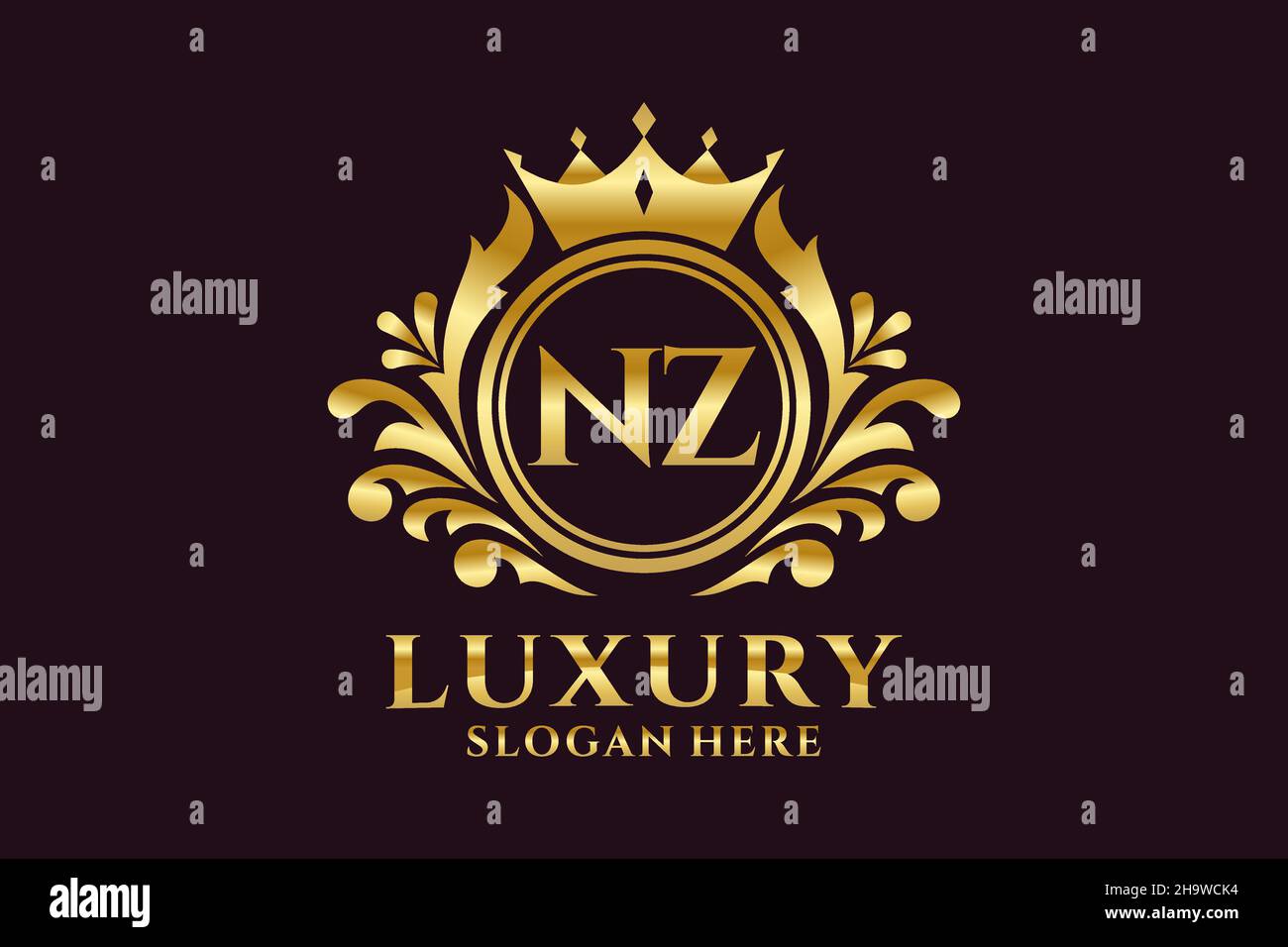 Modello NZ Letter Royal Luxury Logo in grafica vettoriale per progetti di branding di lusso e altre illustrazioni vettoriali. Illustrazione Vettoriale