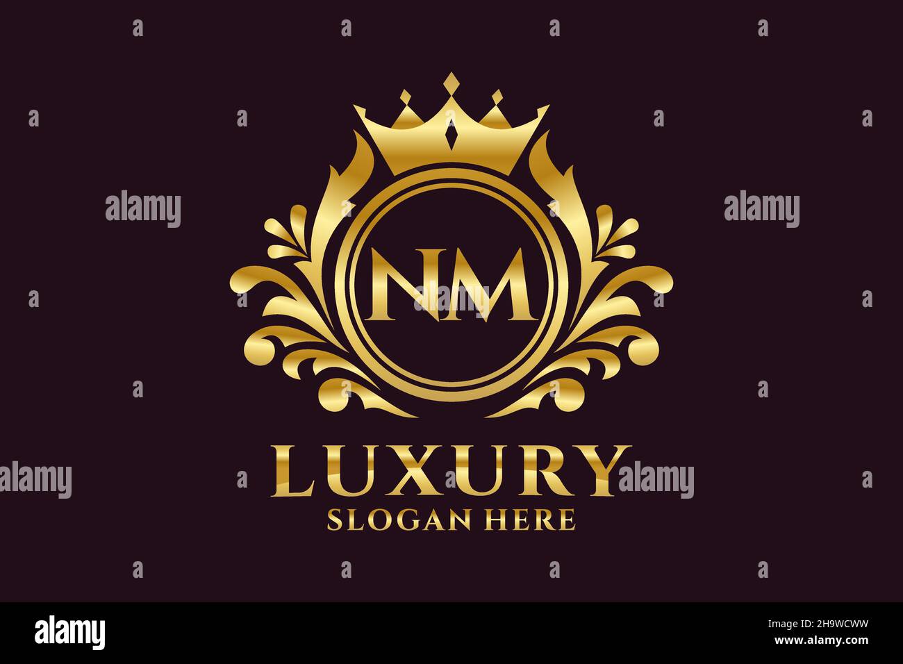 MODELLO DI logo NM Letter Royal Luxury in grafica vettoriale per progetti di branding di lusso e altre illustrazioni vettoriali. Illustrazione Vettoriale