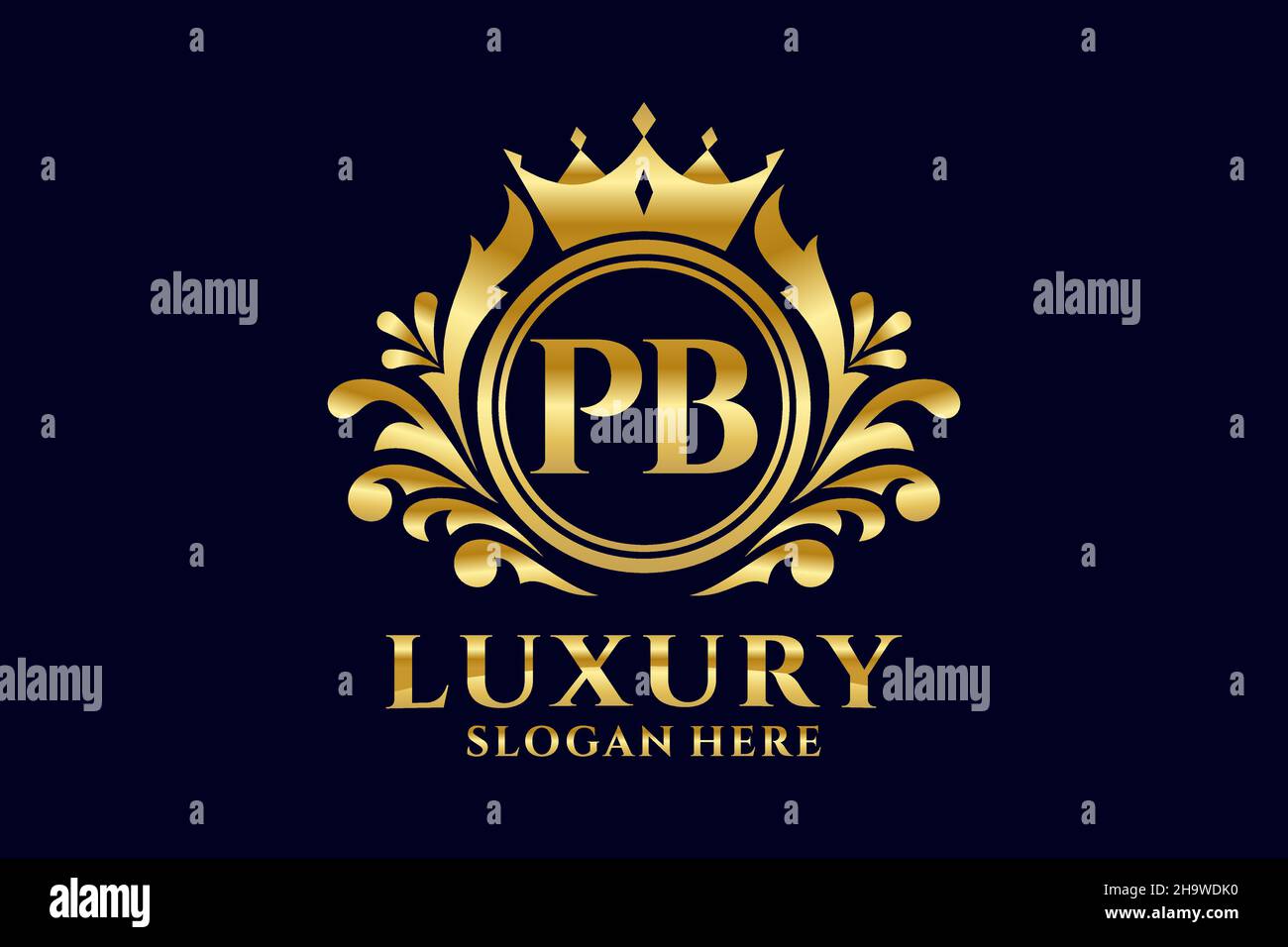 Modello PB Letter Royal Luxury Logo in grafica vettoriale per progetti di branding di lusso e altre illustrazioni vettoriali. Illustrazione Vettoriale