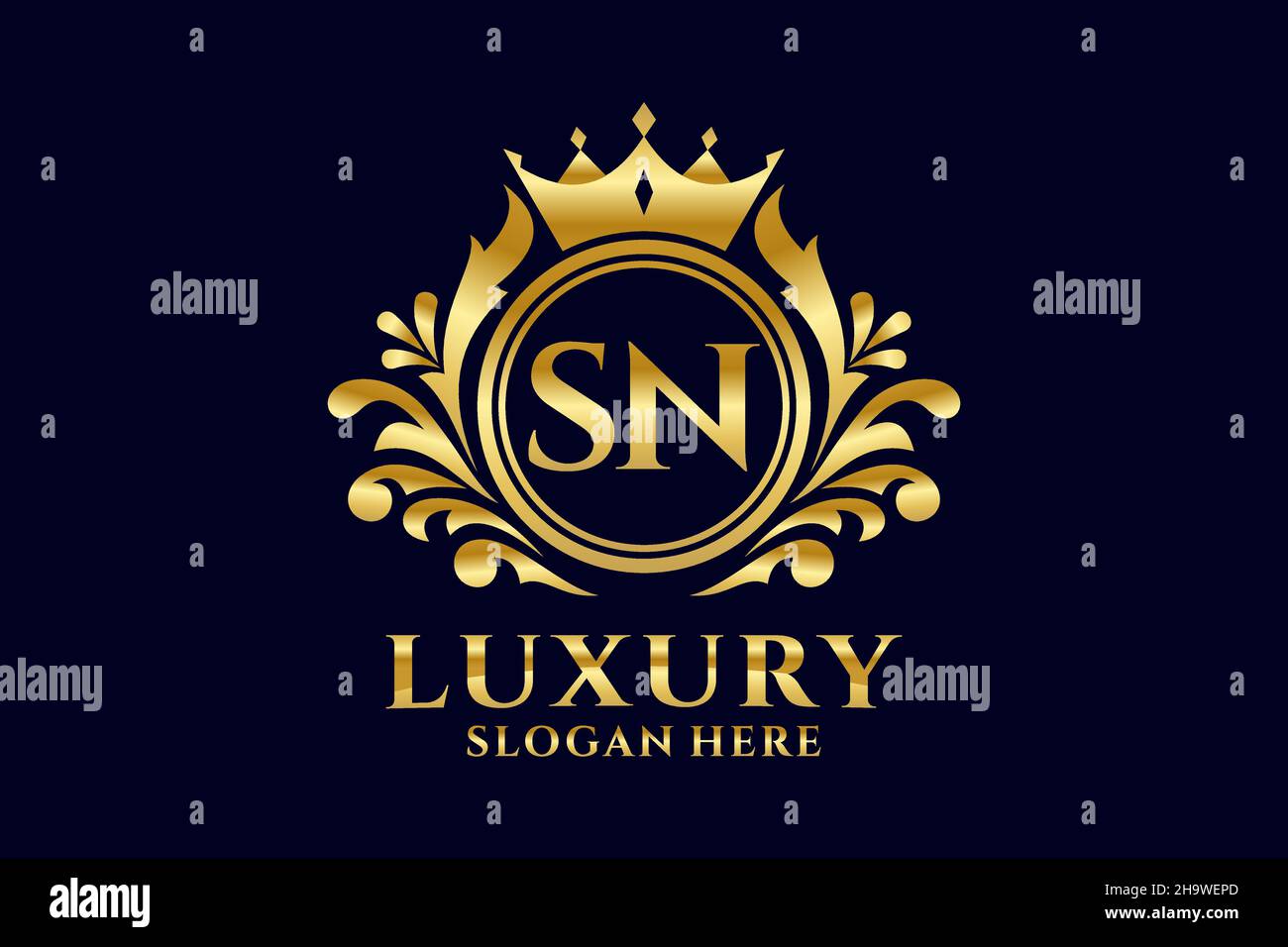 SN Letter Royal Luxury Logo template in Vector art per progetti di branding di lusso e altre illustrazioni vettoriali. Illustrazione Vettoriale