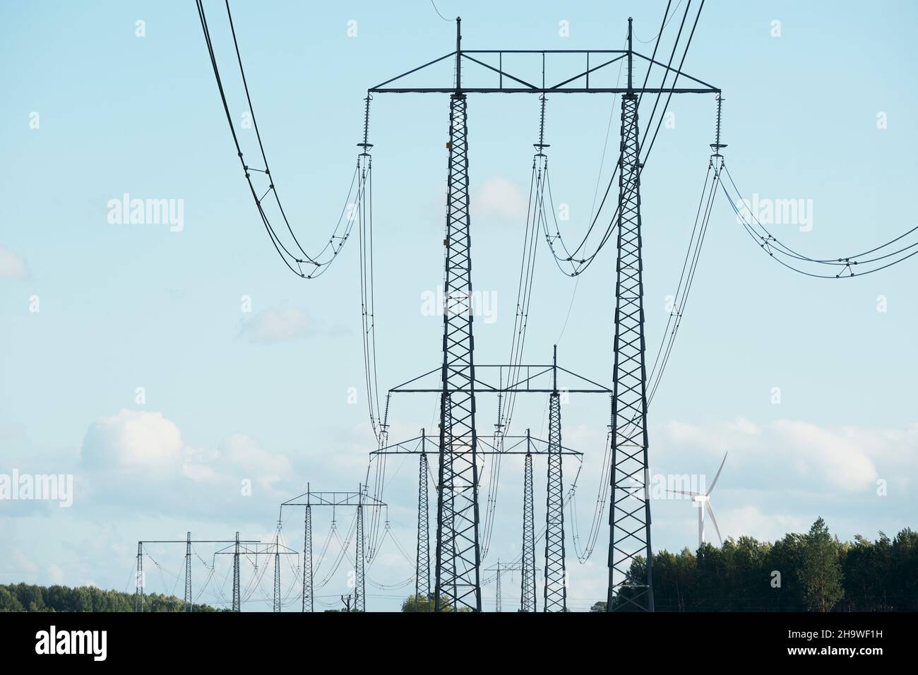 Linee elettriche ad alta tensione Foto Stock